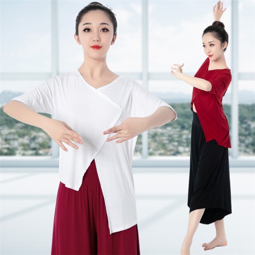 Women's chinese folk dance tops yoga fitnes gymnastics modern dance ballet dance tops stage performance shirts